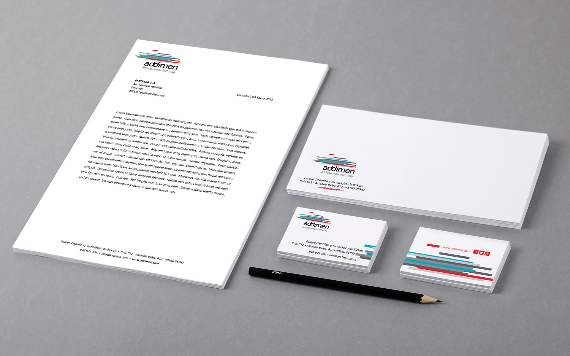 ADDIMEN Fabricación Aditiva - Proyecto de identidad corporativa y diferentes soportes de comunicación.