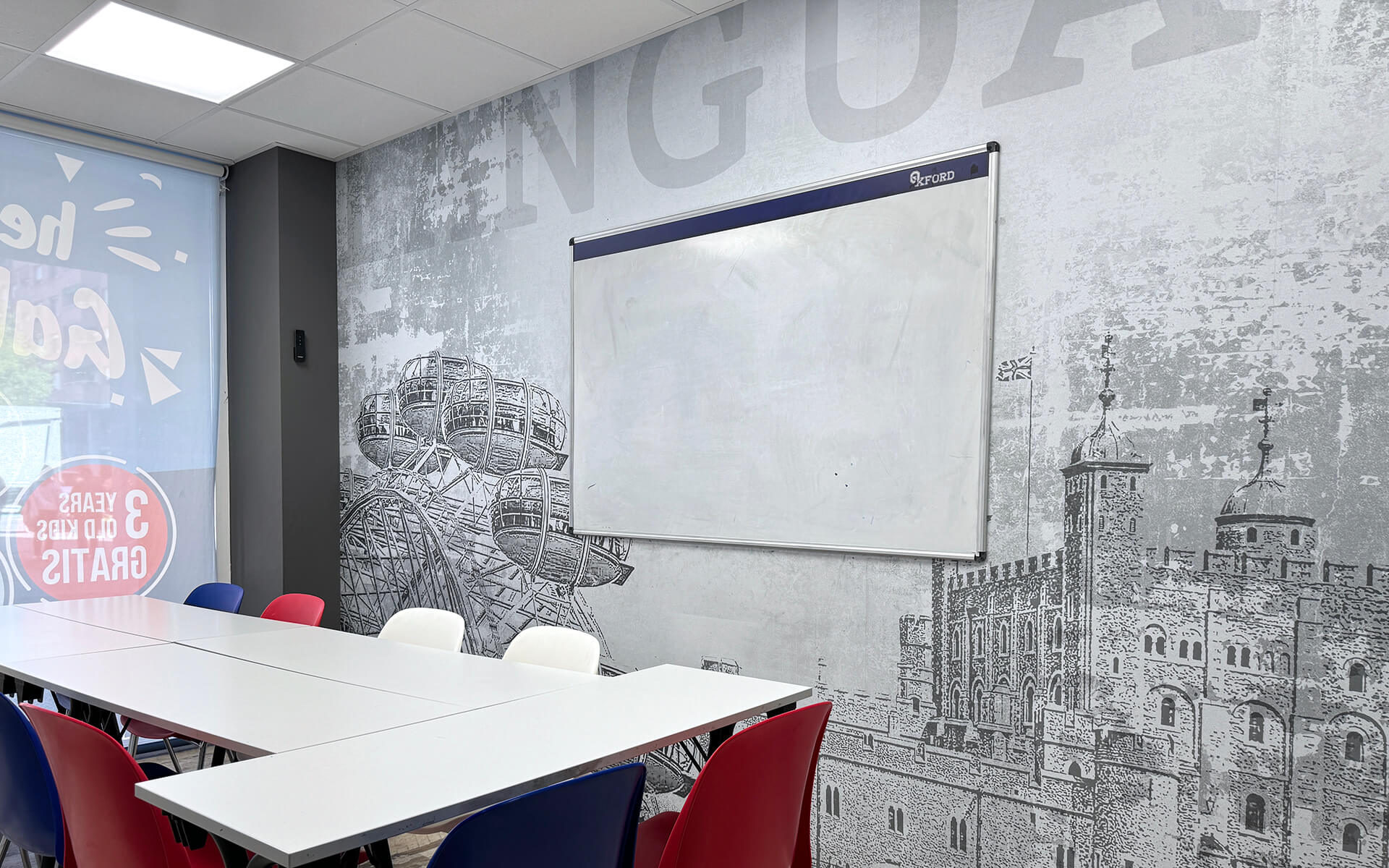 Proyecto de diseño gráfico ambiental - OXFORD LANGUAGE SCHOOL Academia de inglés para niños y adultos